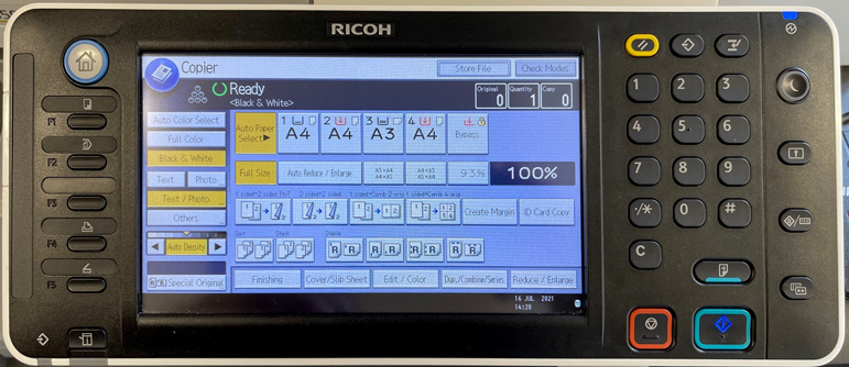Printer copy control panel