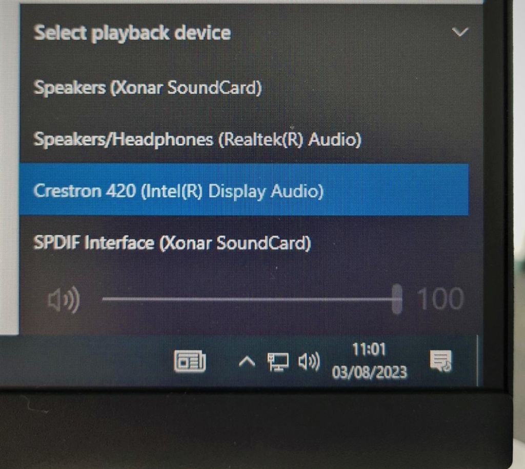 Extended sound icon menu options.
